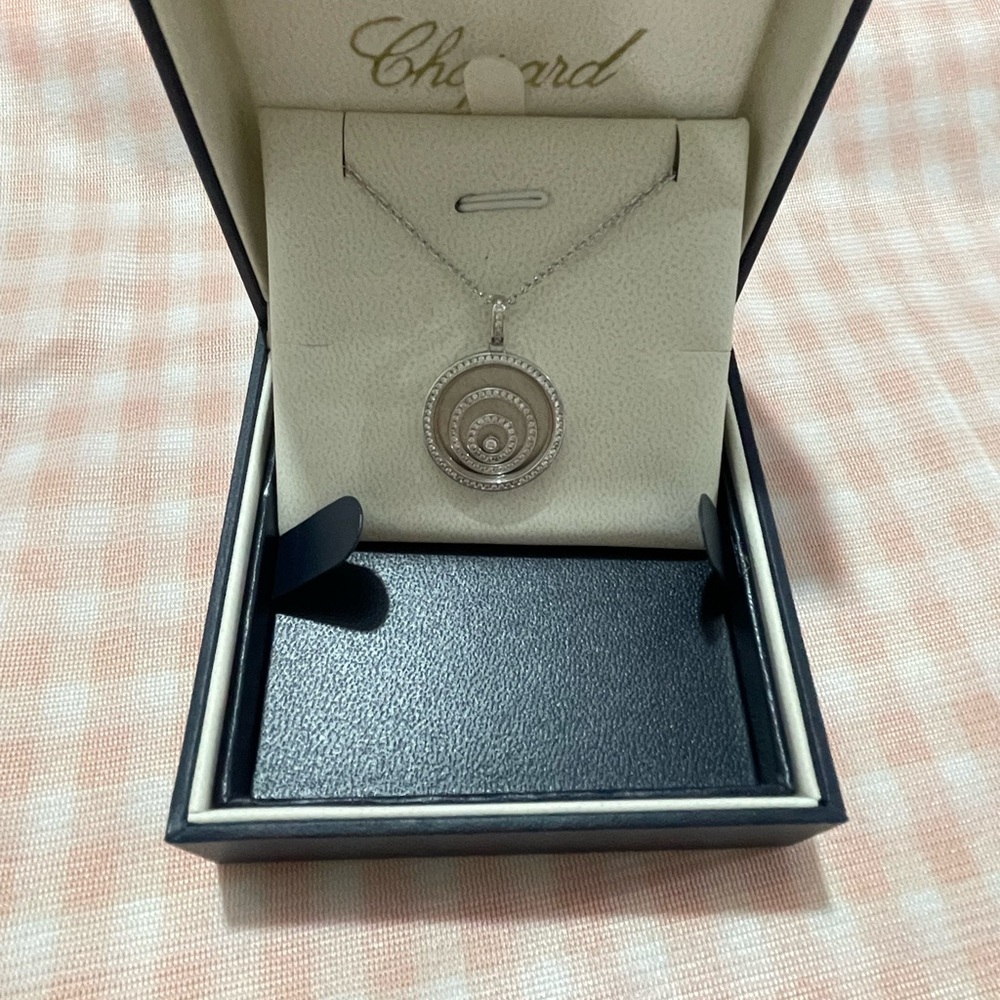 Chopard Silver-Tone Spiral Diamond Pendant Necklace